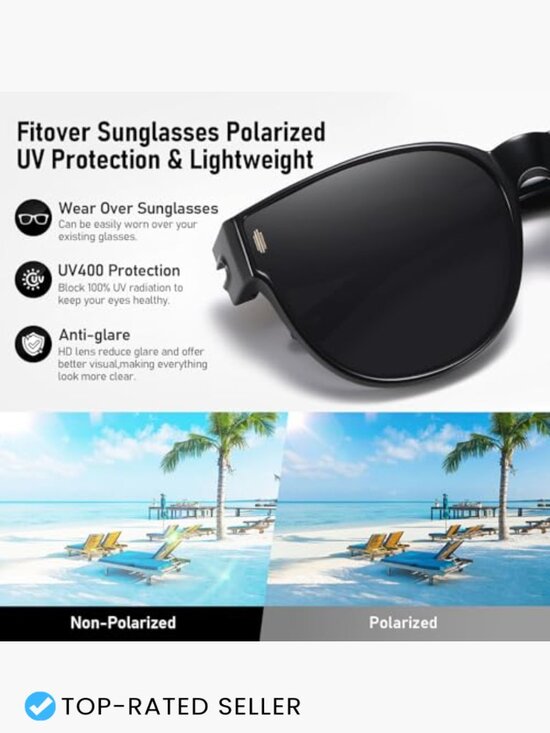 Fit Over Glasses Sunglasses Trendy Cat Eye Large Polarized UV400 Protection main image 6